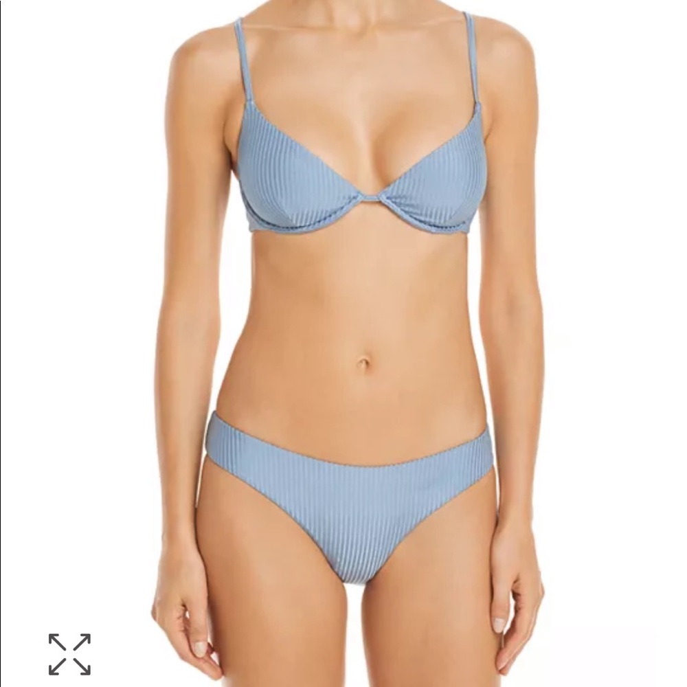 NWT Onia Shimmer Rib Bikini Top & Bottom Blue